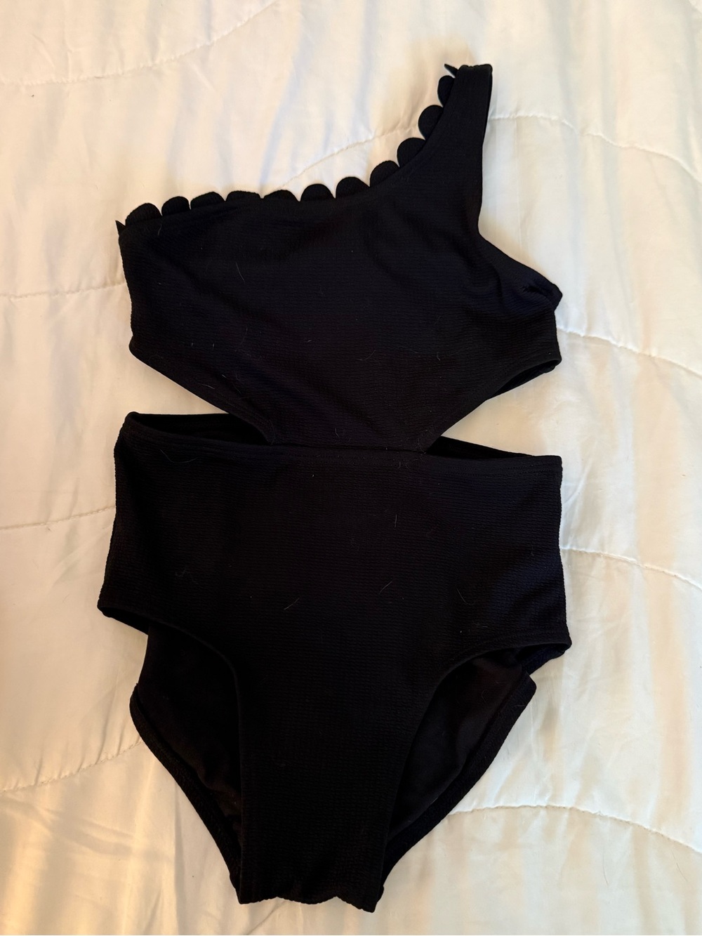art class Black One-Shoulder Ribbed Kids One-Piece